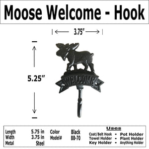 5.25"- Wrought Iron Moose-Coat Hook - BB-70
