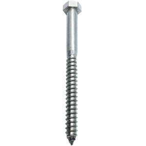 1/2" X 4" - 304 Grade Stainless Steel lag Screws, Hex Head Fasteners, Stainless Steel Screw