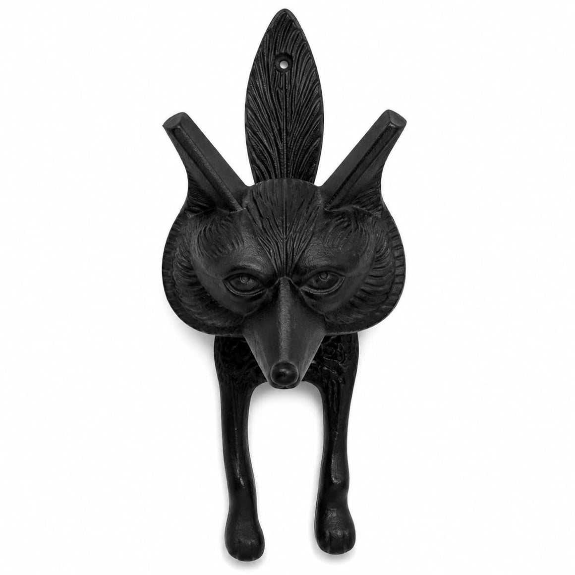 9" Fox Door Knocker Black Cast Iron-Heavy Duty  Full Body | Decorative Front Entry Wildlife Accent Dual Mounting Screws Included- BB-80
