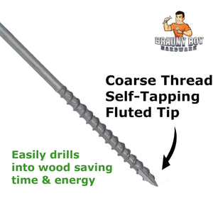 BRAUNY BOY - #12 x 10”- Extra Long Structural Lag Heavy Duty Construction Wood Screw – Galvanized Corrosion Resistant Coating Exterior Timber, Landscape - Easy Flange HEX Head Drive - Qty (25)