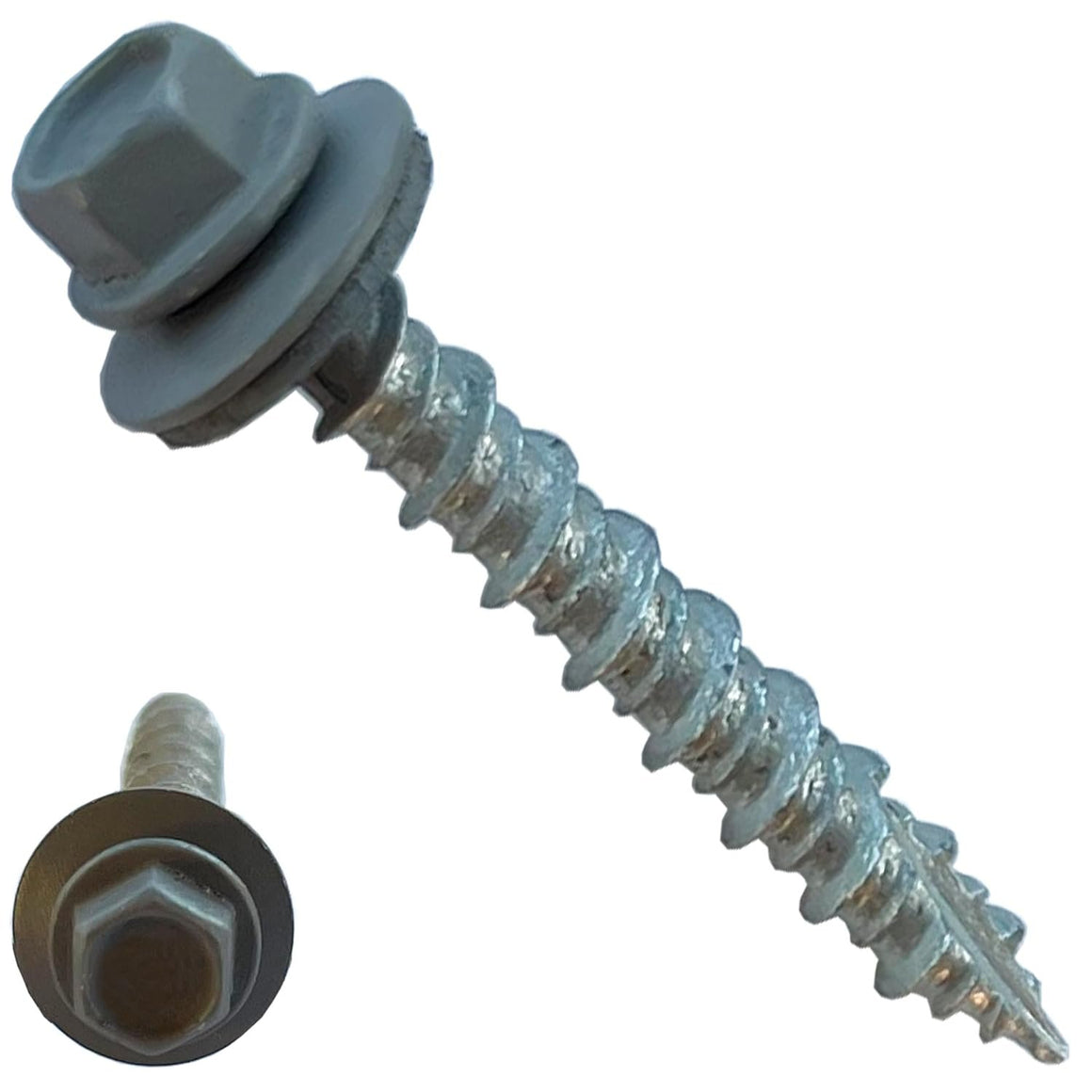 Metal Roofing Screws - #10 x 1.5” – Self Tapping Hex Head - EPDM Rubber Washer-for Metal to Wood, Corrugated, Siding, Sheds, Pancake Screw - ¼” Hex Drive Easy Installation - Dark Grey - Qty