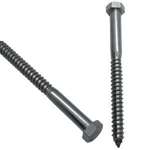 1/4" X 4" - 304 Grade Stainless Steel lag Screws, Hex Head Fasteners, Stainless Steel Screws