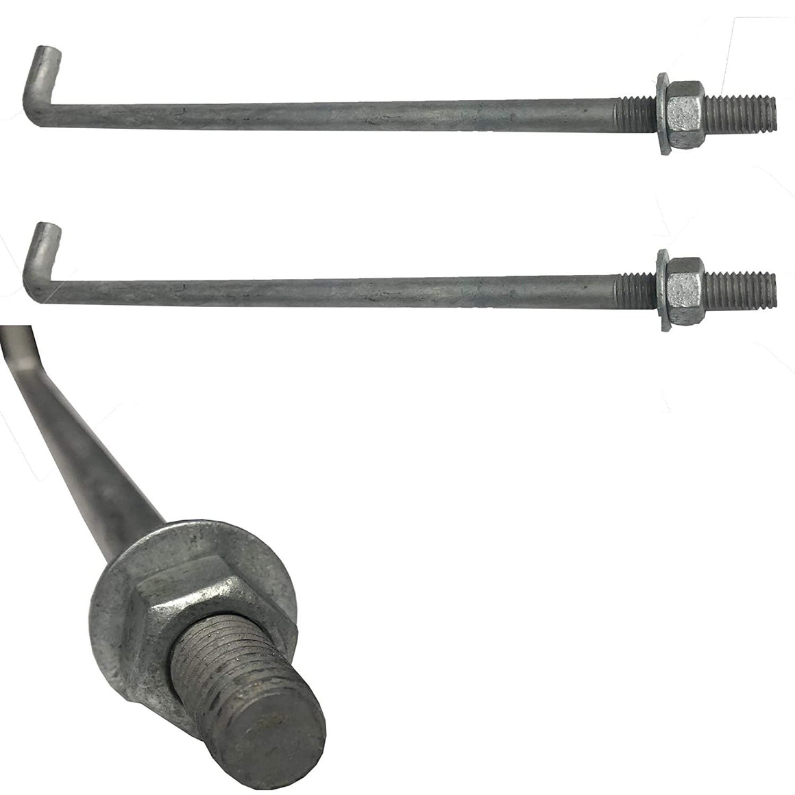 12" x 1/2"- Galvanized Anchor Bolts - Rust Resistant Heavy Duty Steel Threaded Bolts for Concrete Cement - 12 in x 1/2 in – Qty