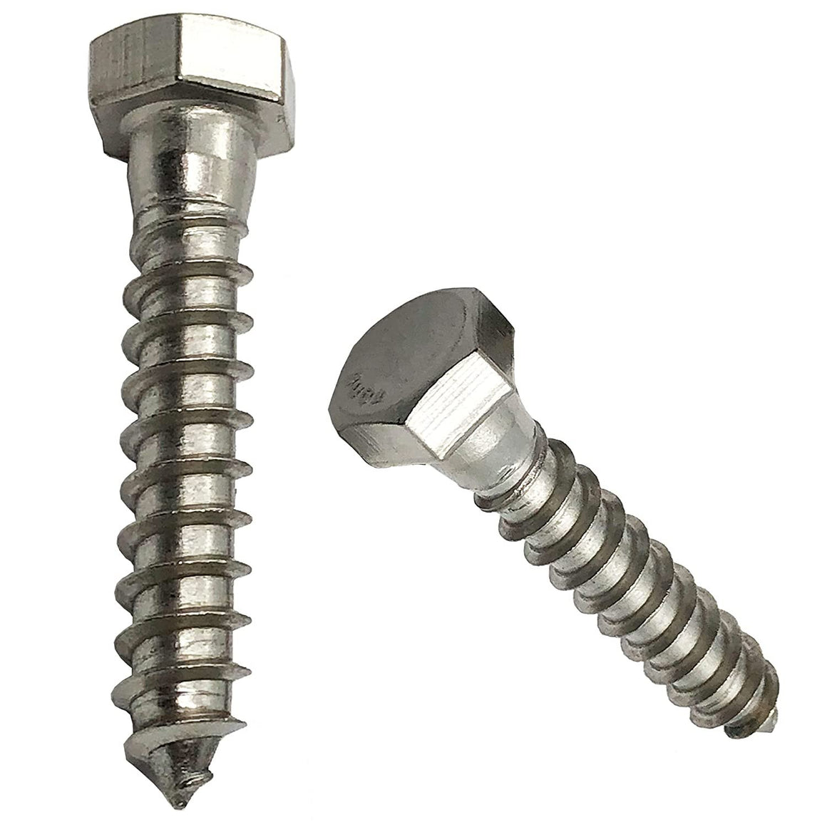 1/4" x 2.5" 304 Grade Stainless Steel lag Screws, Hex Head Fasteners, Stainless Steel Screw. Use as Construction, Wood, Metal, lag Screw or mounting Screws Fasteners Lag Bolts