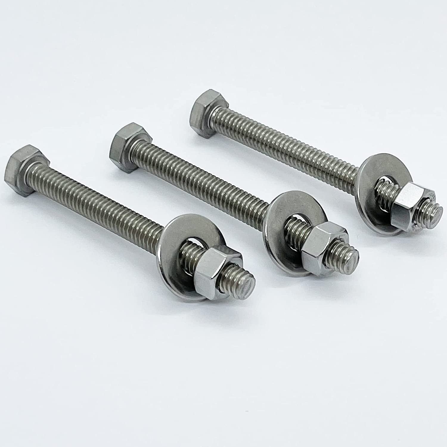 5/16"-18-3" - 304 Stainless Steel (18-8) - Hex Head Bolts - Machine Screws - Hardened Steel Bolts - Full Thread - Bolts+Nuts+Washers