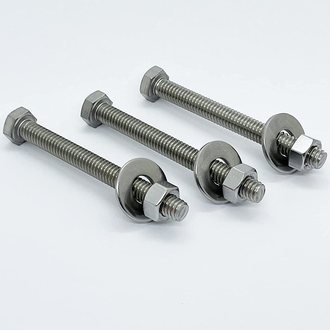 5/16"-18-3" - 304 Stainless Steel (18-8) - Hex Head Bolts - Machine Screws - Hardened Steel Bolts - Full Thread - Bolts+Nuts+Washers