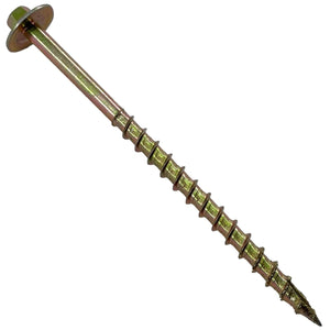 BRAUNY BOY - #12 x 6”- Structural Lag Heavy Duty Construction Wood Screw – Yellow Zinc Corrosion Resistant Coating Exterior Timber, Landscape - Easy HEX Head Drive – Flange Head 6 in - Qty