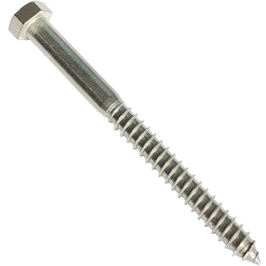 1/2" X 6" - 304 Grade Stainless Steel lag Screws, Hex Head Fasteners, Stainless Steel Screw