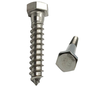 1/4" X 1.5" 304 Grade Stainless Steel lag Screws, Hex Head Fasteners, Stainless Steel Screw. Use as Construction, Wood, Metal, lag Screw or mounting Screws Fasteners Lag Bolts. (50)