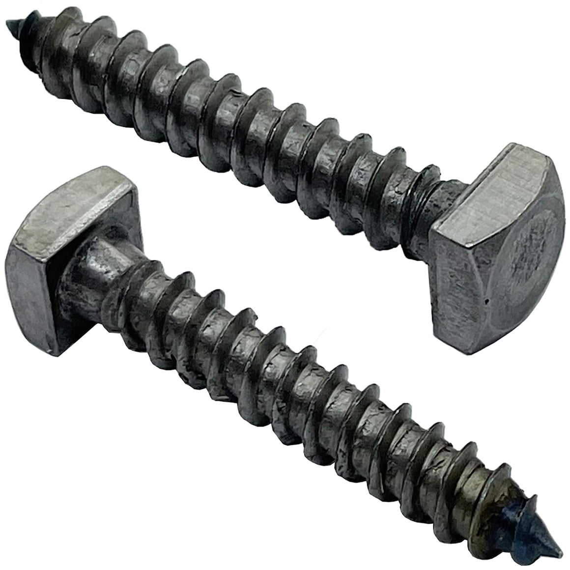 BRAUNY BOY HARDWARE - ¼” x 1.5” - Rustic Square Head Lag Wood Screws – Decorative Antique Metallic Square Drive Lag Bolts – Bare Metal - ¼ in x 1 ½ in - for Hinges, Cabinets & Doors (25, Screws)