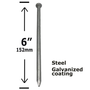 6" x 3/8" Galvanized steel landscaping staples and nails for securing turf, logs, timber tie spikes - Qty