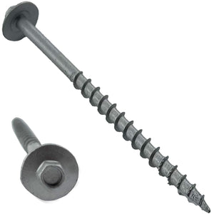 BRAUNY BOY - #12 x 4”- Structural Lag Heavy Duty Construction Wood Screw – Galvanized Corrosion Resistant Coating Exterior Timber, Landscape - Easy HEX Head Drive – Flange Head 4 in - Qty