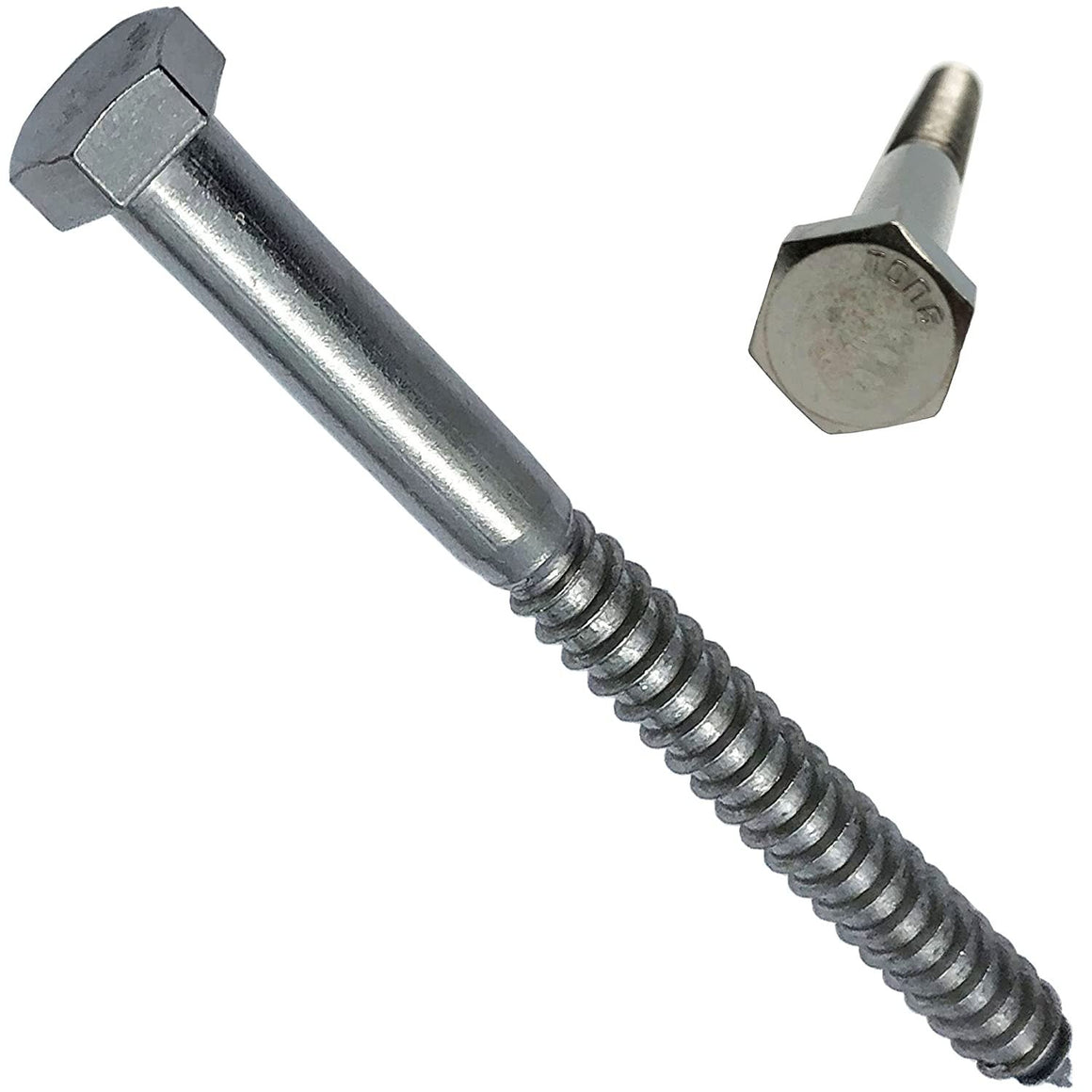 1/2" X 4" - 304 Grade Stainless Steel lag Screws, Hex Head Fasteners, Stainless Steel Screw