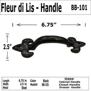 6.75" - Fleur di lis Cabinet Door Handle - BB-101