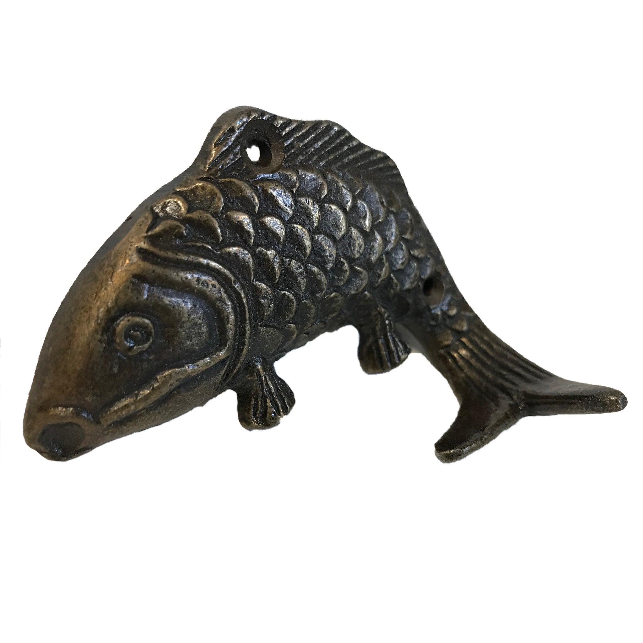 antique fish wall hook japan Japanese Jizai Kagi Hearth Kettle Hook, Ca 1930's-40's, #1312 Solid Brass Japanese Jizai Kagi Fish