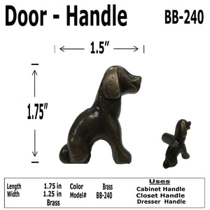 1.75" - BRASS DOG - Cabinet Door Pull Knob - BB-240