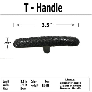 3.5" - Brass - T-Handle - Cabinet Handle - BB-286