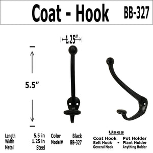 5.5" - Wrought Iron Traditional-Coat Hook - BB-327