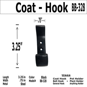 3.5" - Wrought Iron Plain - Coat Hook - BB-328