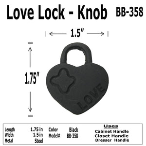 1.75" - LOVE LOCK - Cabinet Door Pull Knob - BB-358