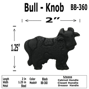 2" - BULL COW - Cabinet Door Pull Knob - BB-360