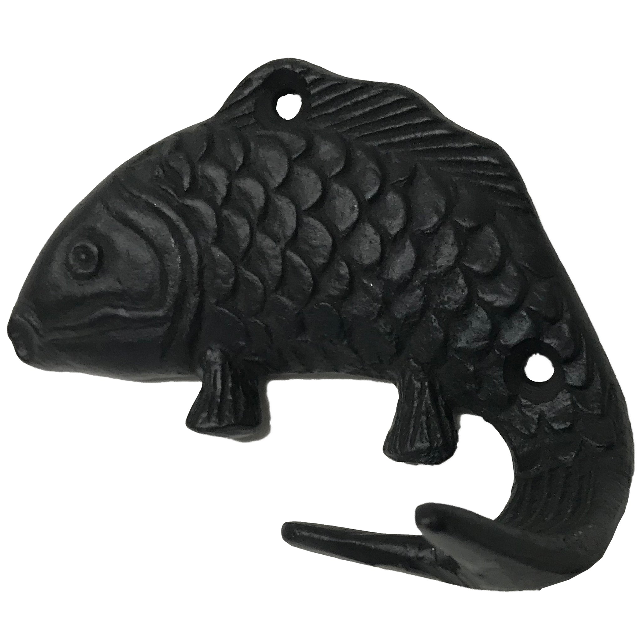 cast iron fish hook HomeHand Nautical Anchor Black Wall Coat Beach Towel Key Holder Screws Included (3 PCS) : Home & Kitchen this hook will add to any project and provide that finish 4"- Wrought Iron Fish-Coat Hook