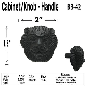 2" - Lion Head - Cabinet Door Pull Knob - BB-42