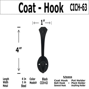 4"- Wrought Iron - Coat Hook - CICH-63