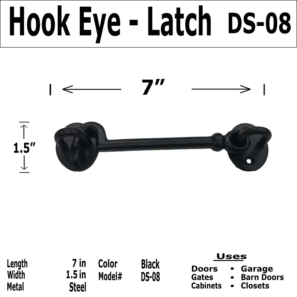 7"- Eye Hook - Latch - DS-08