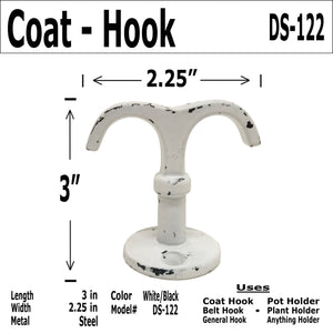 2.5"- Dual - Wrought Iron Fish Hook-Coat Hook - DS-122