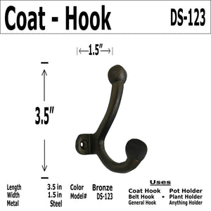 3.5"- Bronze Iron - Coat Hook - DS-123