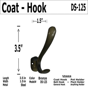 3.5" - Bronze Iron Traditional-Coat Hook - DS-125