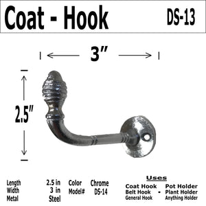 2.5" - Chrome - Coat Hook - DS-13