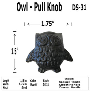 1.75" - OWL - Cabinet Door Pull Knob - DS-31