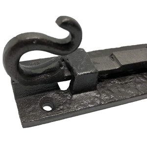 (1) - 5" Bronze - Monkey Tail Door Bolt Latches - DB-111 Antique Style Door Bolt Latch for Gates, Doors, Closet, Cabinet, Sliding Barn & Shed Doors - in Vintage Black cast Iron - DB-111