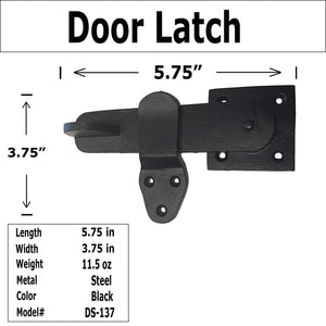 5.75" Door Latch - DS-137 Antique Style Door Latch Door Latch for Gates, Doors, Closet, Cabinet, Sliding Barn & Shed Doors - in Vintage Black cast Iron Finish for Interior & Exterior Designing - (1)