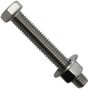 3/8" -16 x 3" - 304-STAINLESS STEEL BOLTS, NUTS & WASHERS - 18-8 HEX HEAD Bolt - 304 Grade. General Purpose (10) Bolts + (10) Nuts + (10) Washers