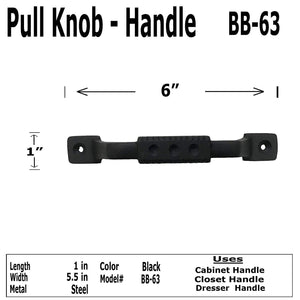 6" - Iron Square Circle - BB-63 - Cabinet Knob Handle - For Gate, Drawer, Cabinet, Dresser - Black Finish For interior & Exterior Designing - BB-63 (10)