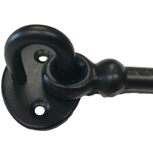(2) - 5.5" Cabinet Hook - DS-09 - Antique Style Hook Eye Latch Gates, Doors, Cabinet, Sliding Barn & Shed Doors - in Vintage Black cast Iron Finish (2) Latches