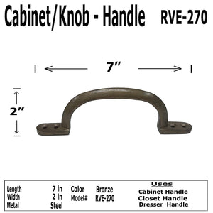 7" - RVE-270 - Cabinet Knob Handle - for Gate, Drawer, Cabinet, Dresser - Bronze Antique Finish For interior & Exterior Designing (2)