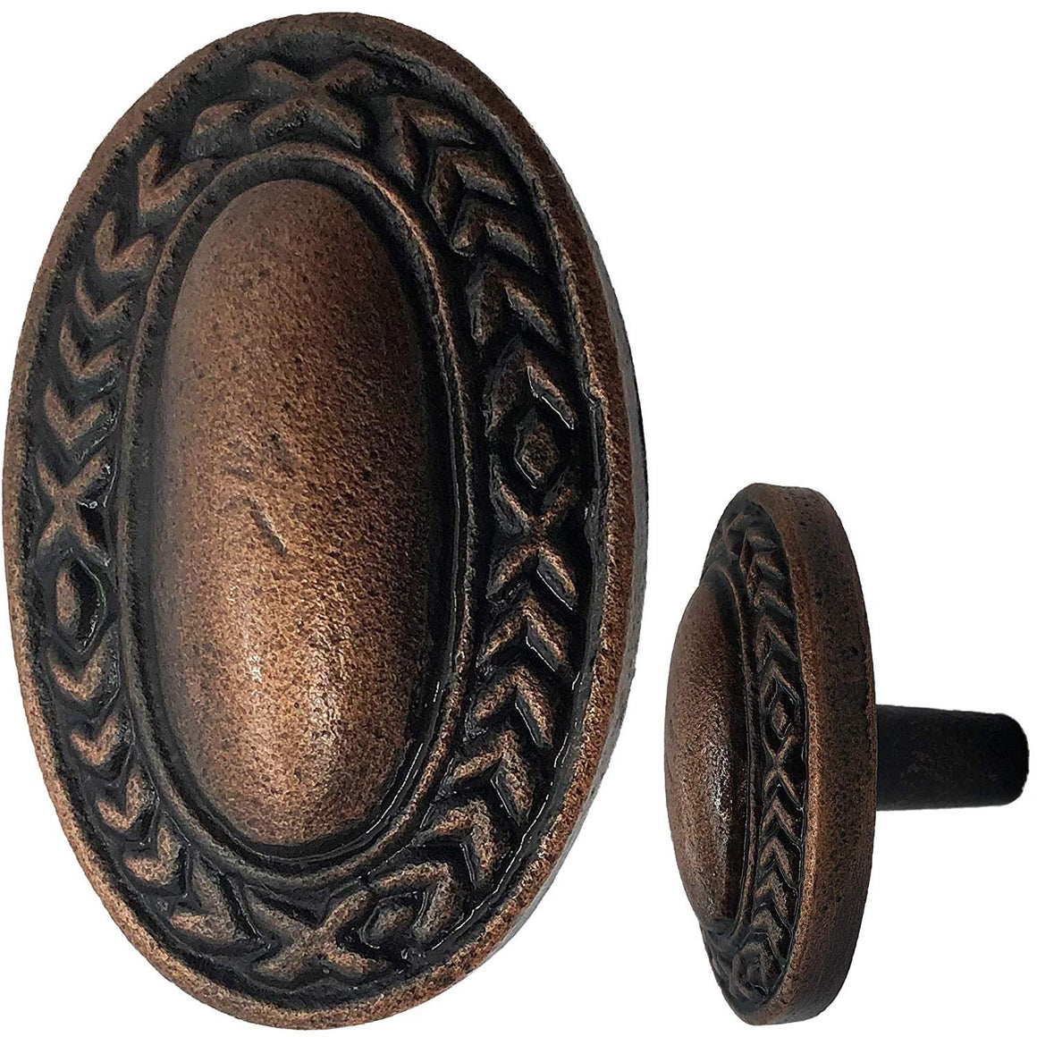 2"- Decorative Oval Wreath Knob - KB-118 - Antique Style Cabinet Knob Handle - For Gate, Drawer, Cabinet, Dresser - For interior & Exterior Designing (4)