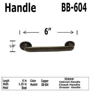 6" Primitive Colonial Style - BB-604 - Iron Cabinet Knob Handle - For Gate, Drawer, Closet, Cabinet, Dresser - Black Finish For interior & Exterior Designing (1)
