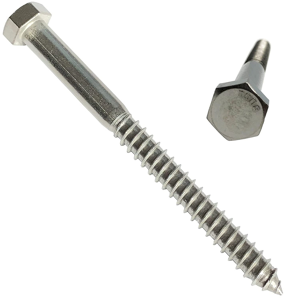 3/8" X 6" - 304 Grade Stainless Steel lag Screws, Hex Head Fasteners, Stainless Steel Screws