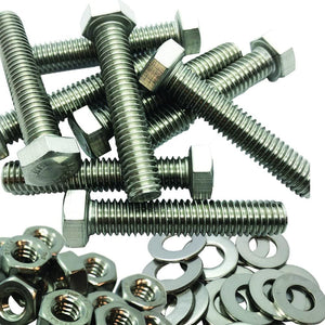 1/4" -20 x 4"- 304-STAINLESS Steel Bolts, Nuts & WASHERS - 18-8 HEX Head Bolt - 304 Grade. Interior-Exterior - Bolts + Nuts + Washers - 1/4 in x 4 in by BRAUNY BOY HARDWARE