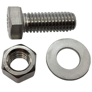 3/8" -16 x 2". 304-STAINLESS STEEL BOLTS, NUTS & WASHERS - 18-8 HEX HEAD Bolt - 304 Grade. General Purpose (10) Bolts + (10) Nuts + (10) Washers