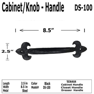 8.5" - DS-100 -Fleur Crown-Cabinet Knob Handle - for Gate, Drawer, Cabinet - Black & White Distressed Finish for Interior & Exterior Designing - DS-100 (1)