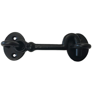 (2) - 5.5" Cabinet Hook - DS-09 - Antique Style Hook Eye Latch Gates, Doors, Cabinet, Sliding Barn & Shed Doors - in Vintage Black cast Iron Finish (2) Latches