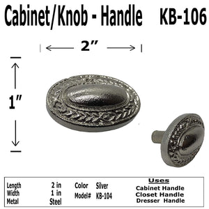 2"- Decorative Ornate Knob - KB-106 - Cabinet Knob Handle - For Gate, Drawer, Cabinet, Dresser - For interior & Exterior Designing