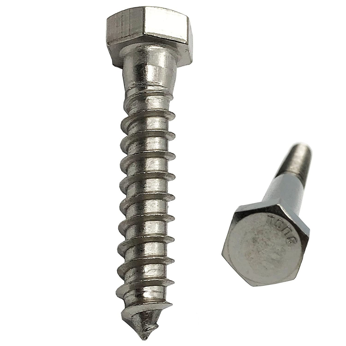 3/8" X 2" - 304 Grade Stainless Steel lag Screws, Hex Head Fasteners, Stainless Steel Screws