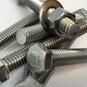 3/8" -16 x 5" - 304-STAINLESS STEEL BOLTS, NUTS & WASHERS - 18-8 HEX HEAD Bolt - 304 Grade. General Purpose (10) Bolts + (10) Nuts + (10) Washers
